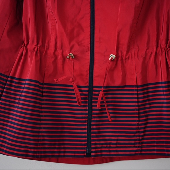Charter Club Women’s Medium Red and Navy Striped Water Resistant Utility Jacket - Picture 3 of 12